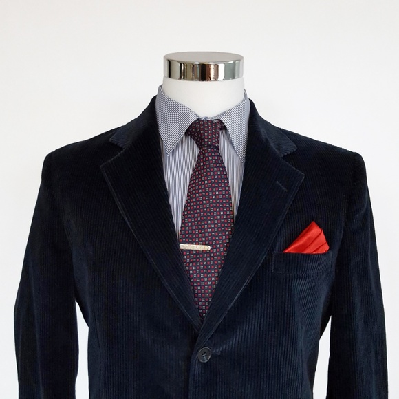 Woolrich Vintage Mens Corduroy Blazer 38R Blue - Picture 2 of 8